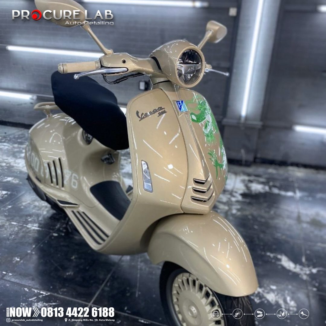 PPF Glossy pada Vespa 946 Dragon, tampilan matte berubah menjadi glossy
