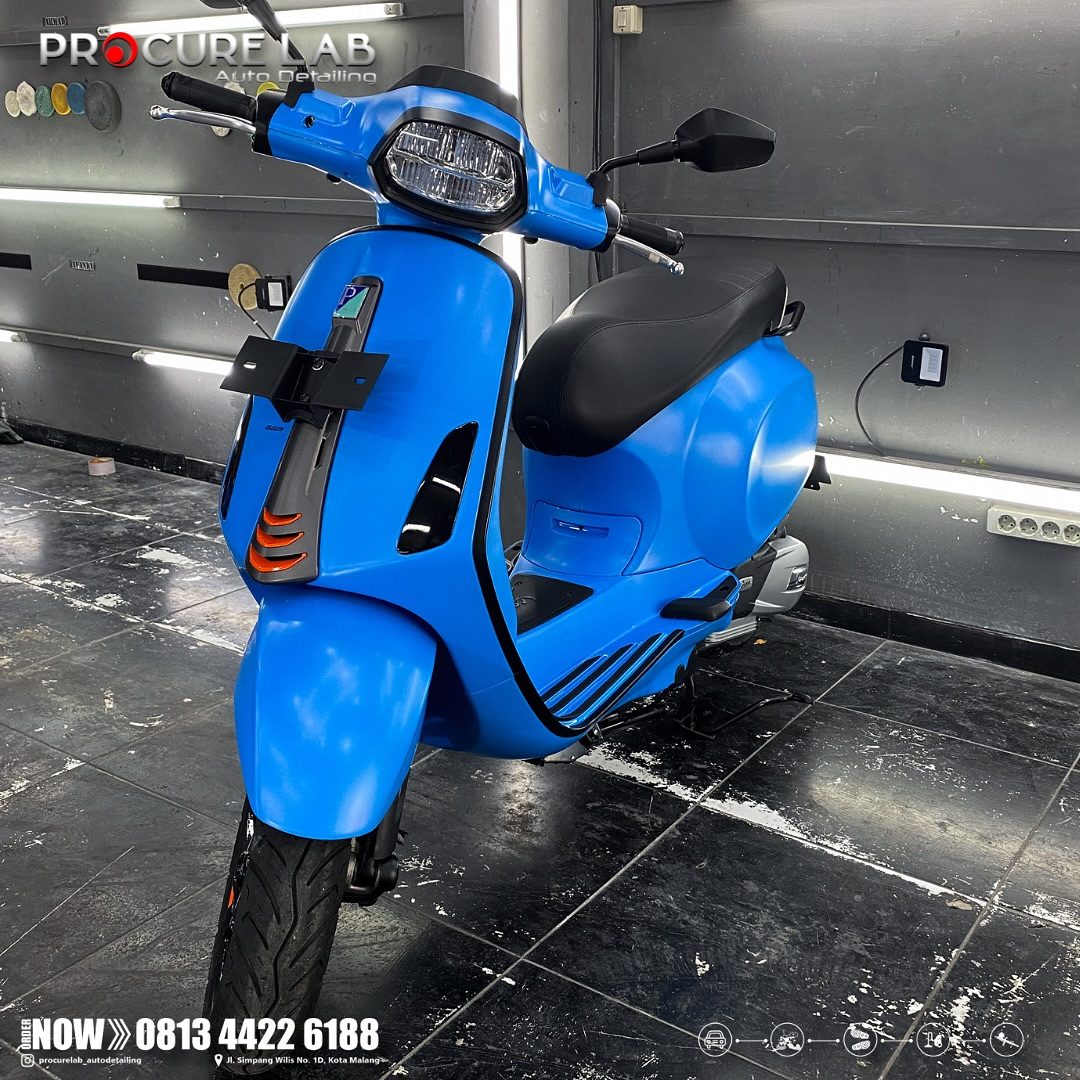 PPF Satin pada Vespa Sprint, tampilan glossy berubah menjadi satin