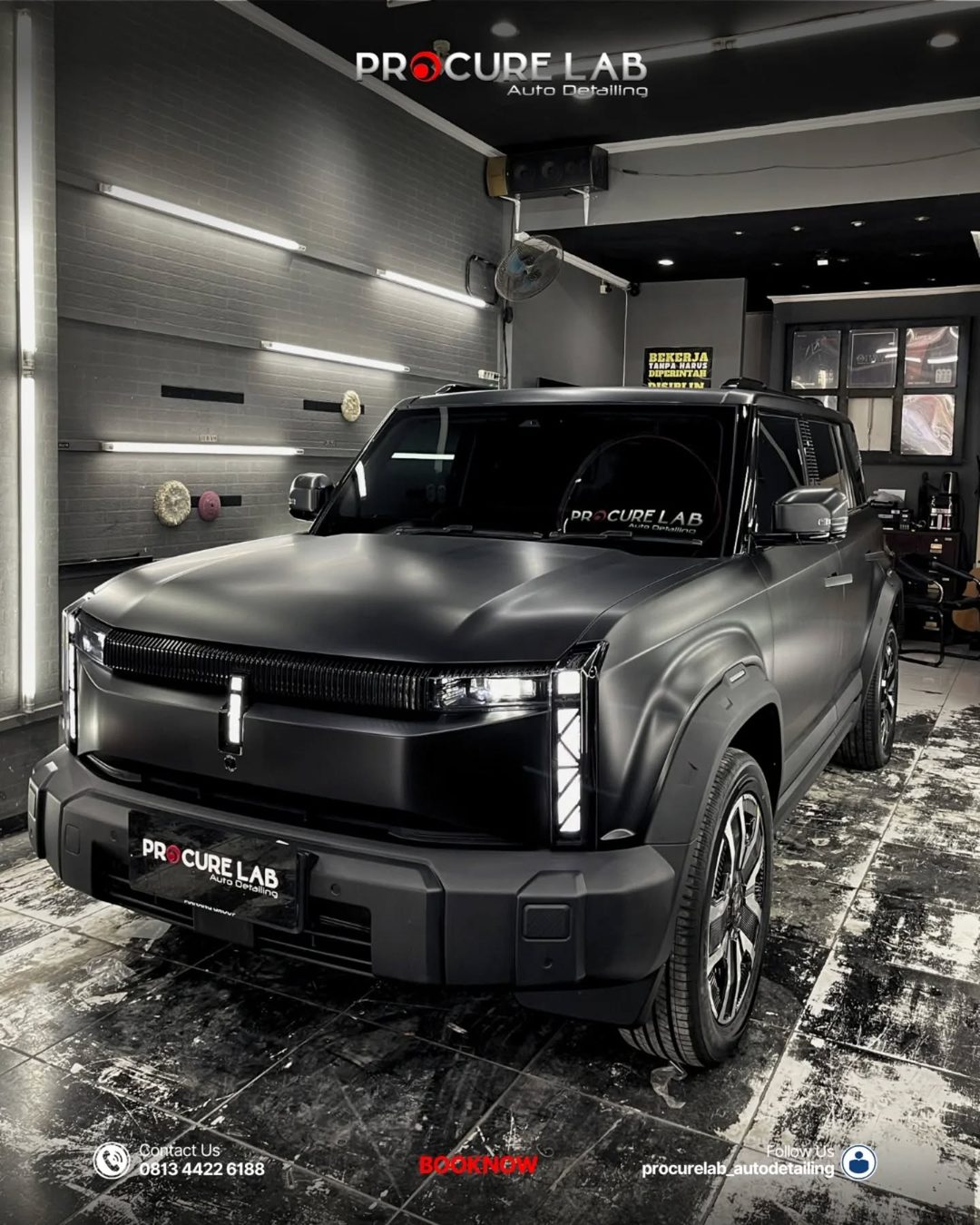 PPF Matte pada Chery J6 hitam glossy, berubah menjadi tampilan doff