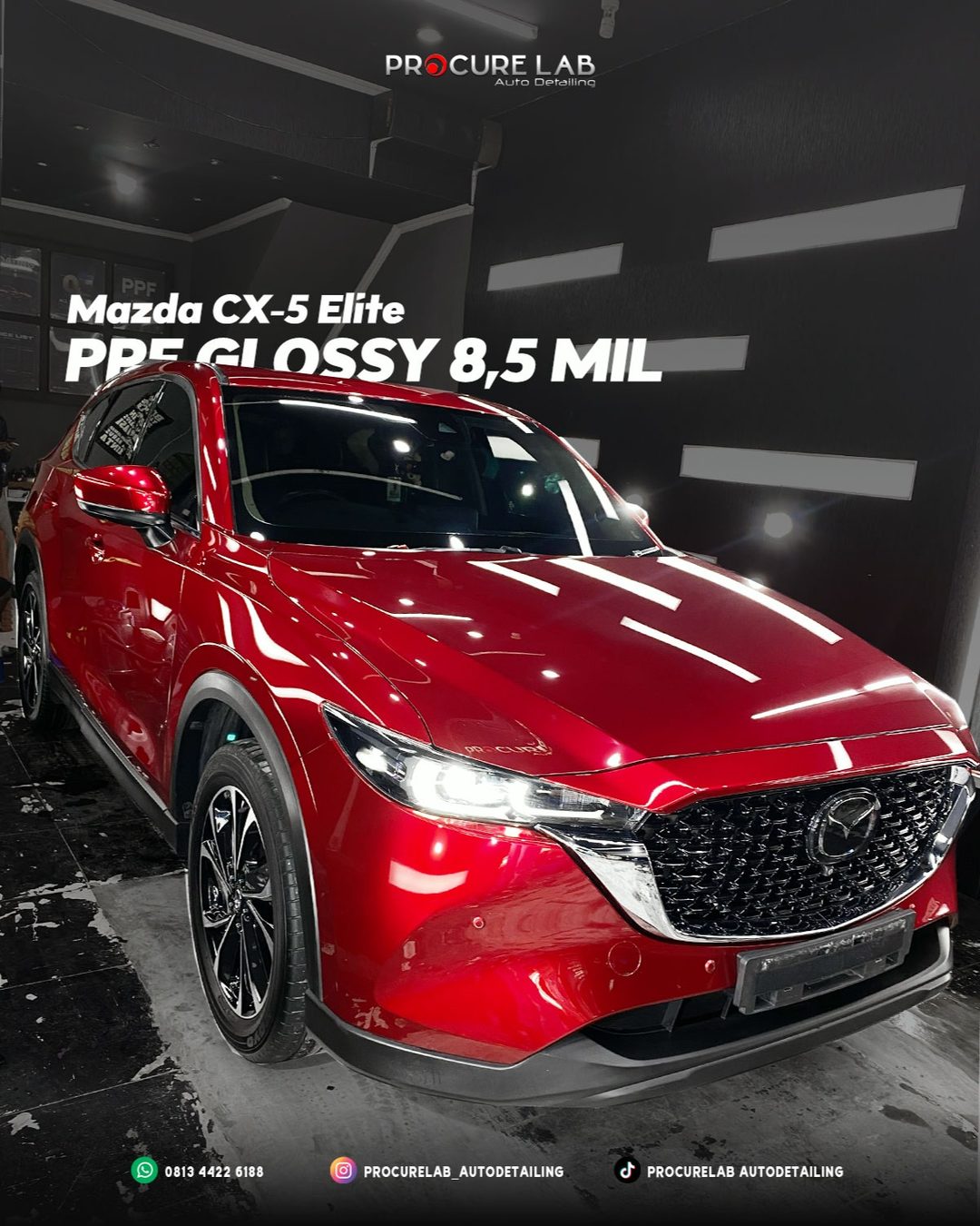 PPF Glossy 8,5 mil pada Mazda CX-5 Soul Red Crystal