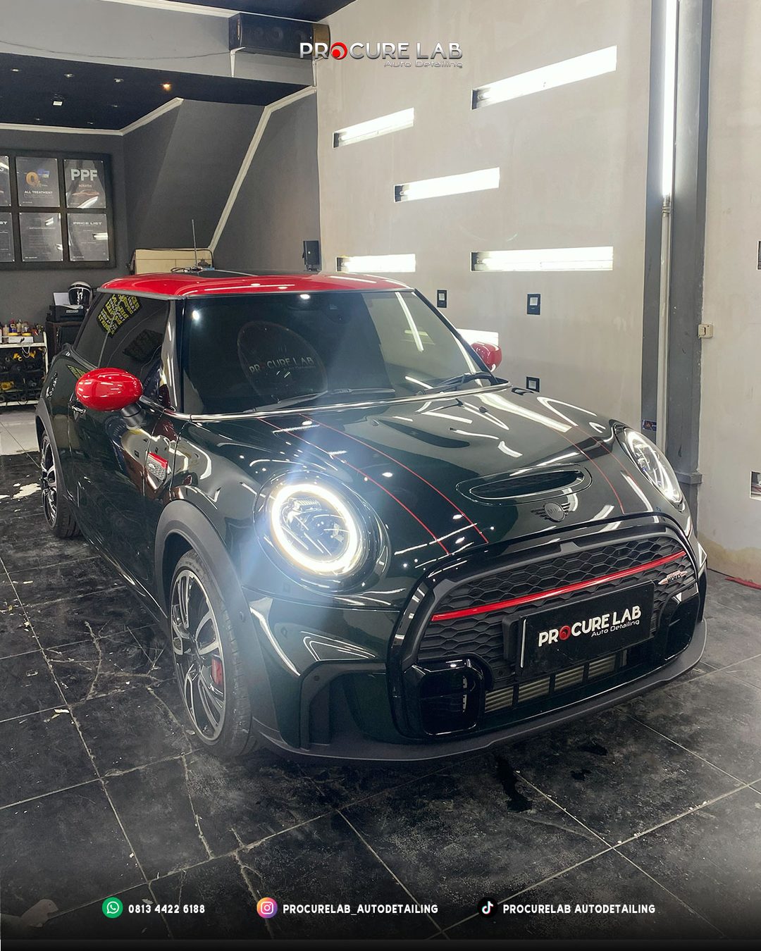 Full Body PPF Glossy pada Mini Cooper JCW British Racing Green